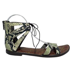 Sam Edelman Snakeskin Ankle Ties Leather Sandals Size 7 1/2”